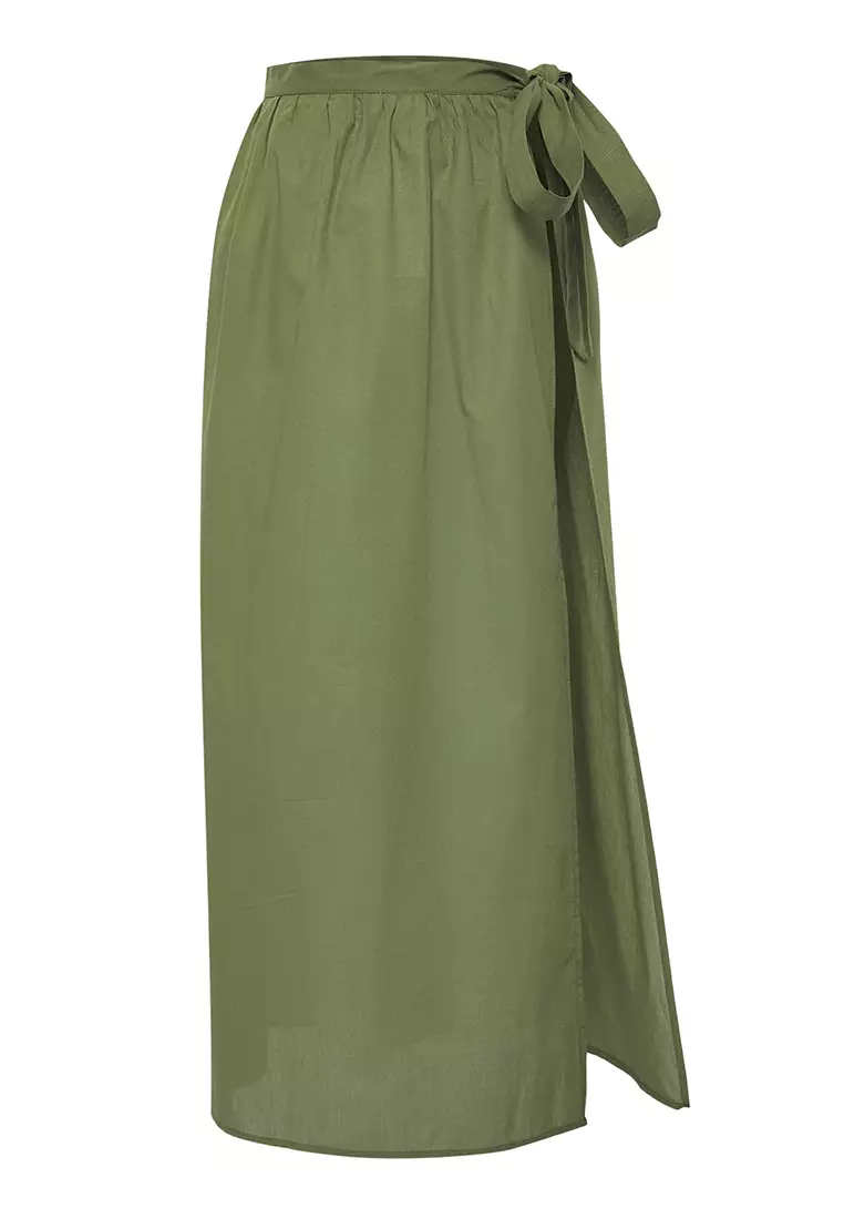 Khaki Maxi Woven 100% Cotton Beach Pareo Tbess25Pr00012
