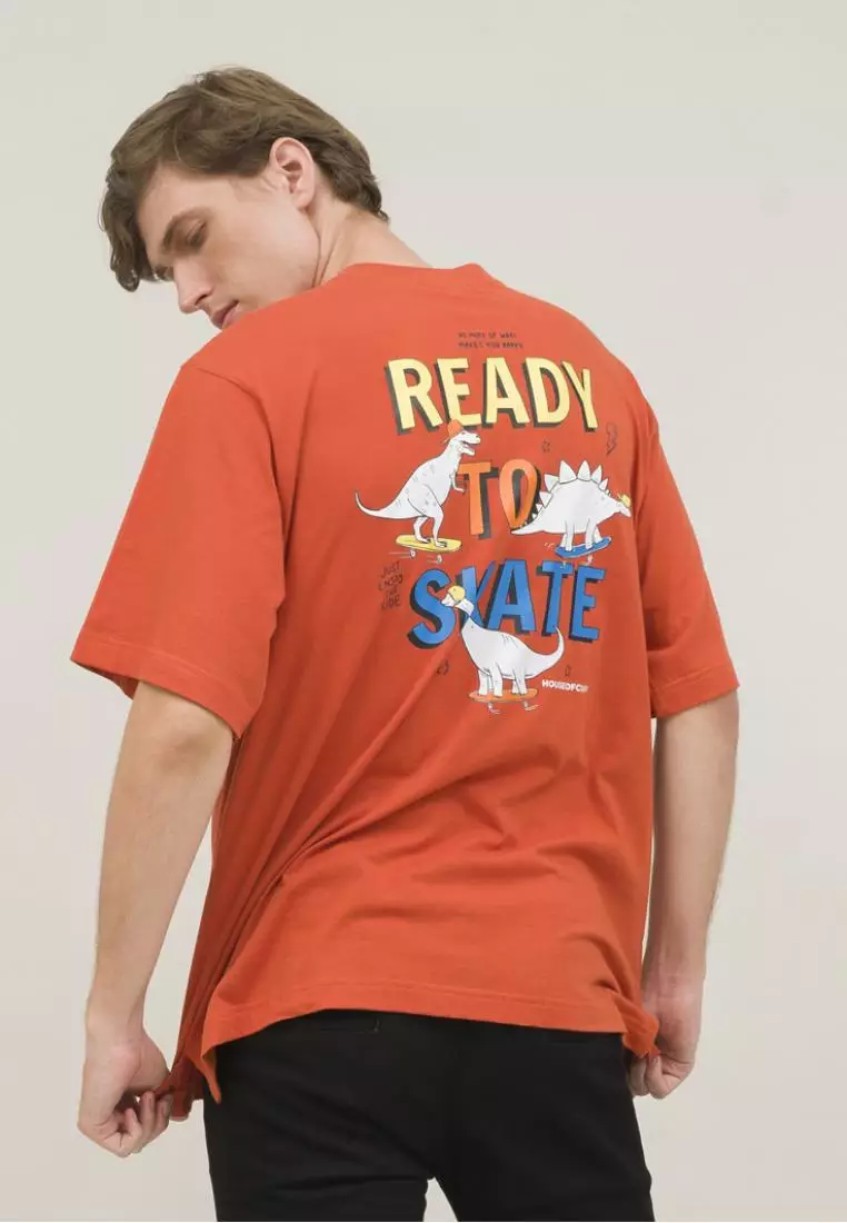 kaos oversized pria unisex terracotta dino skate houseofcuff