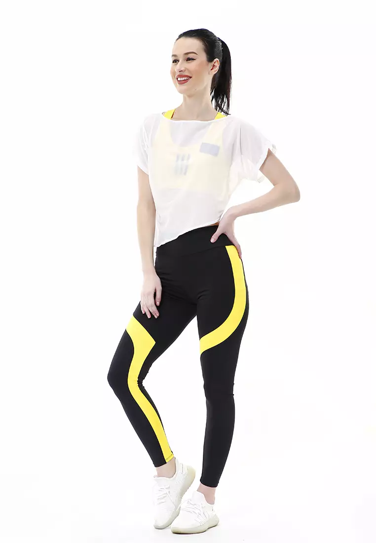 Jeslin One Set Atasan Bawahan Baju Senam Aerobik 3 in 1 High Quality - Putih