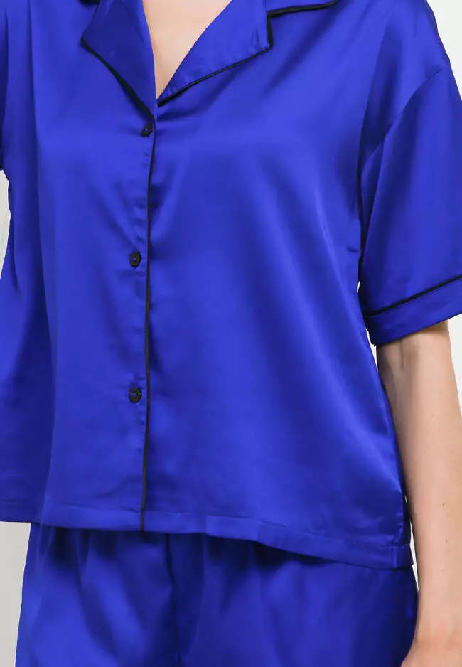 Blouse Short Pants Satin Silk Set Risma