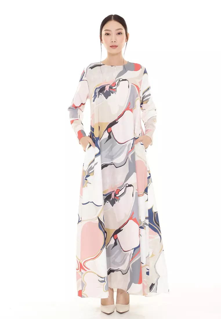 Felicia Printed Dress in Red White