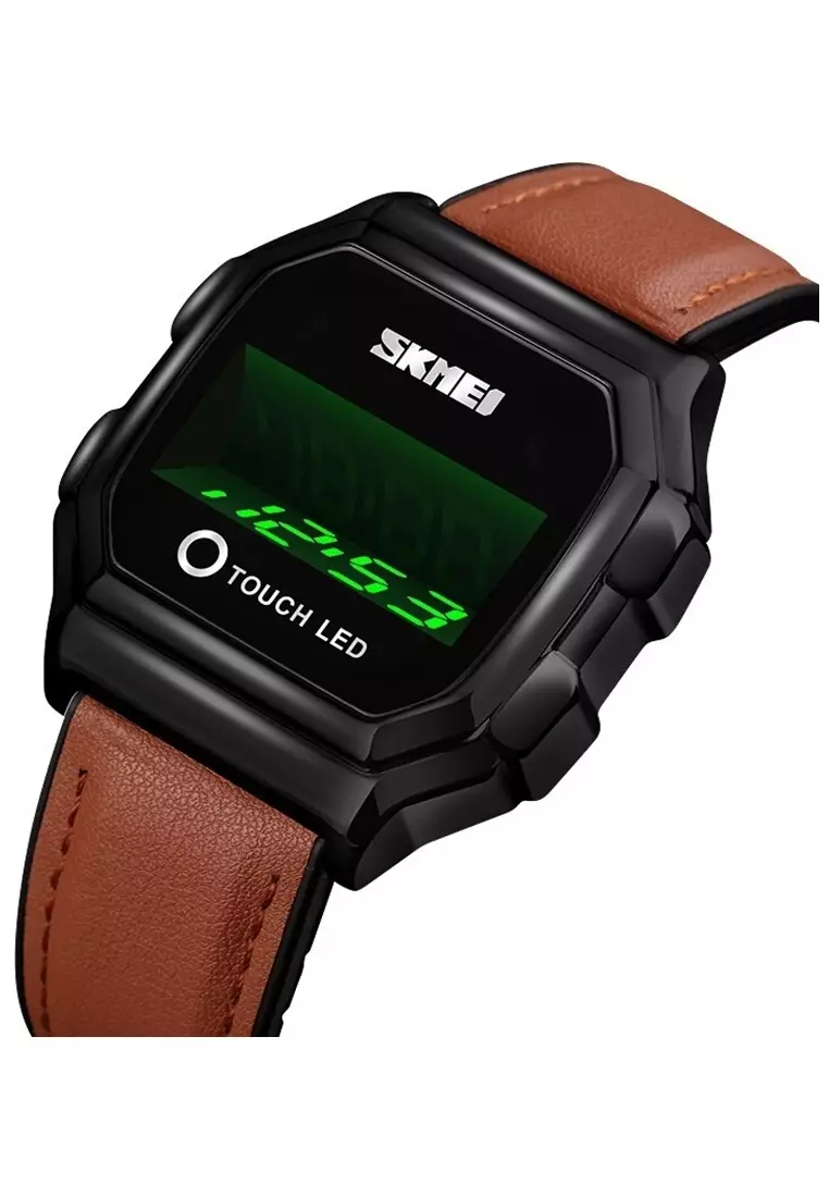 Jam Tangan Digital Pria Casual Design Modern Waterproof Strap Tali Kulit Leather PL60 ORIGINAL