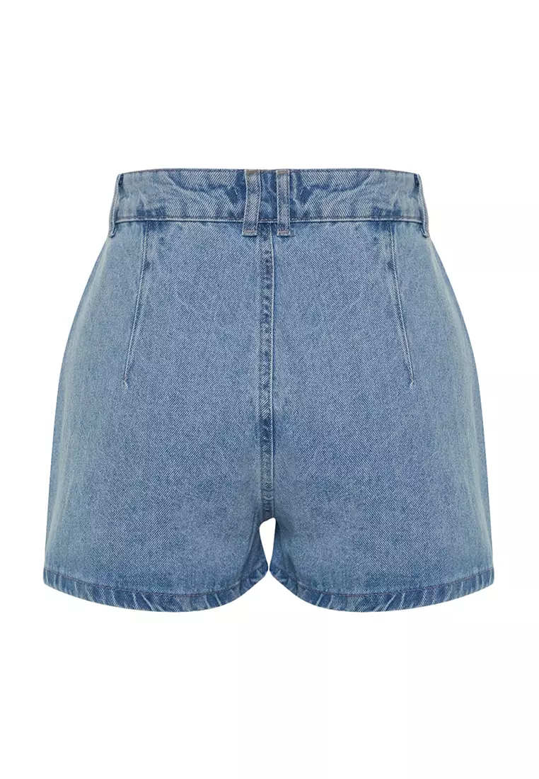 High Waist Rhinestone Denim Shorts