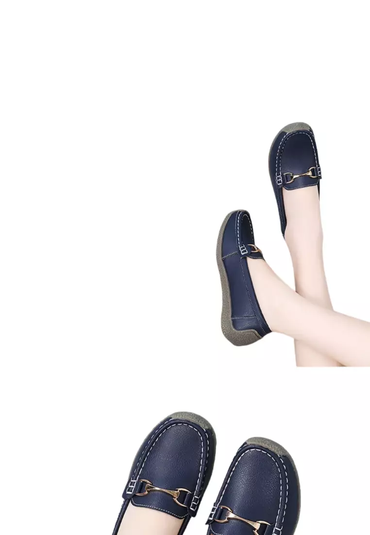 春季女士樂福鞋 - 休閒平底，軟底軟面，舒適大尺碼