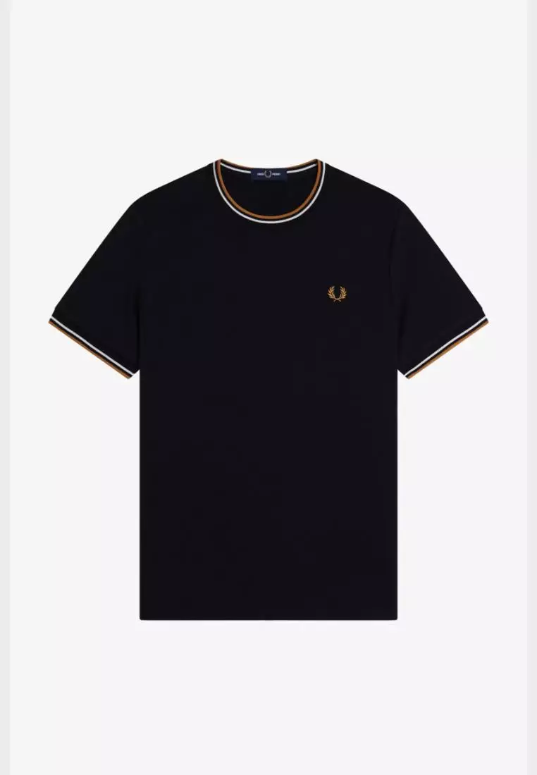 Fred Perry M1588 Twin Tipped T-Shirt (Black / Ecru / Dark Caramel)