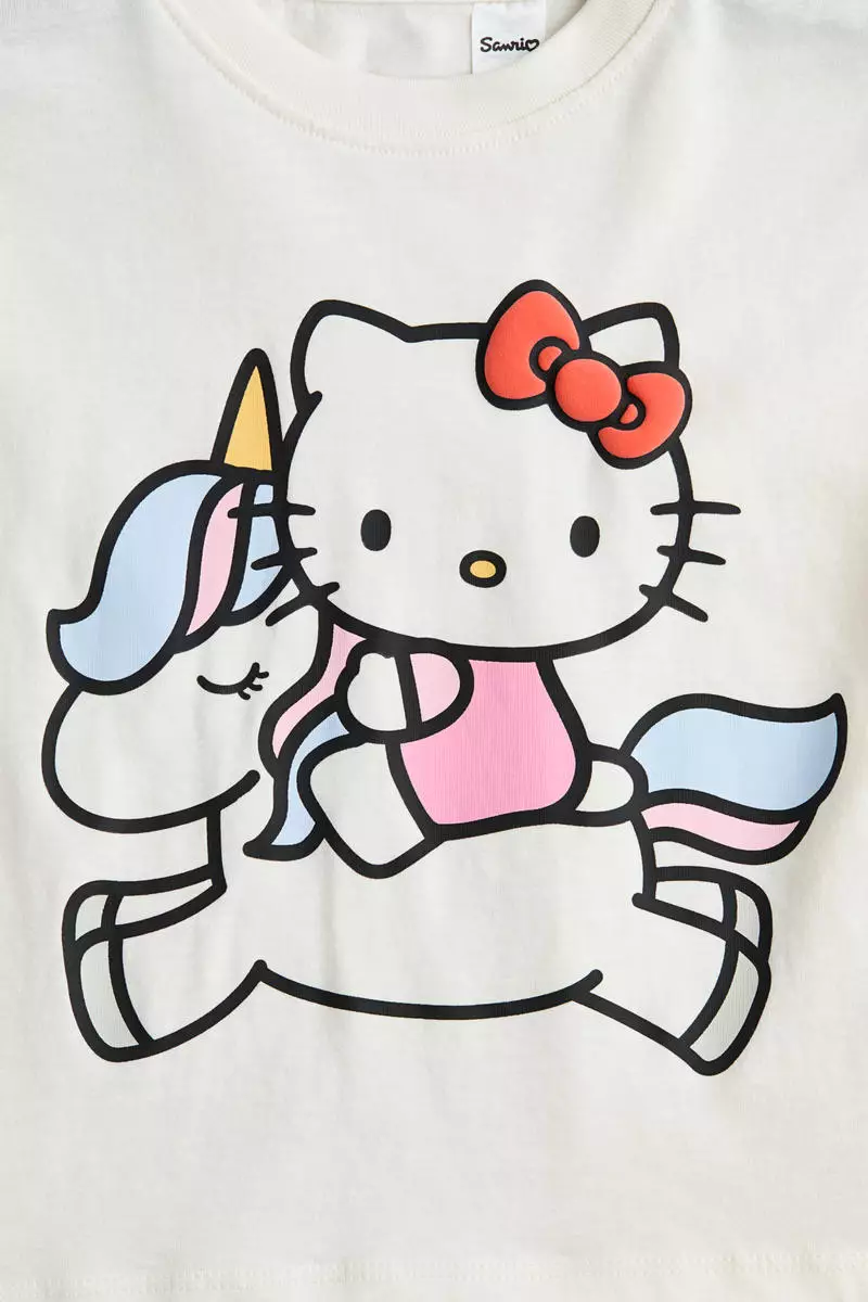 Print-motif cotton T-shirt