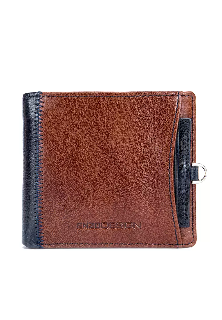 ENZODESIGN Fine Grain Buffalo Removable Passcase Wallet With Coin ...