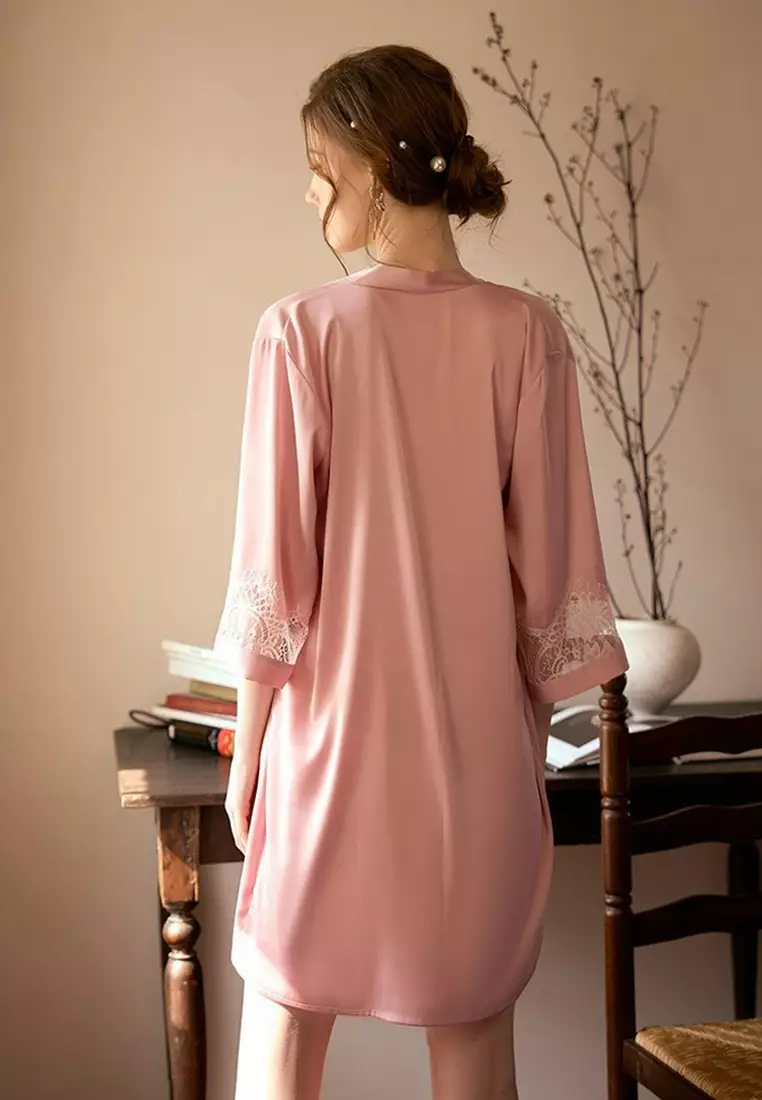 Buy ZITIQUE Women's Sexy Lace Pajamas Two Piece Set Pink Online