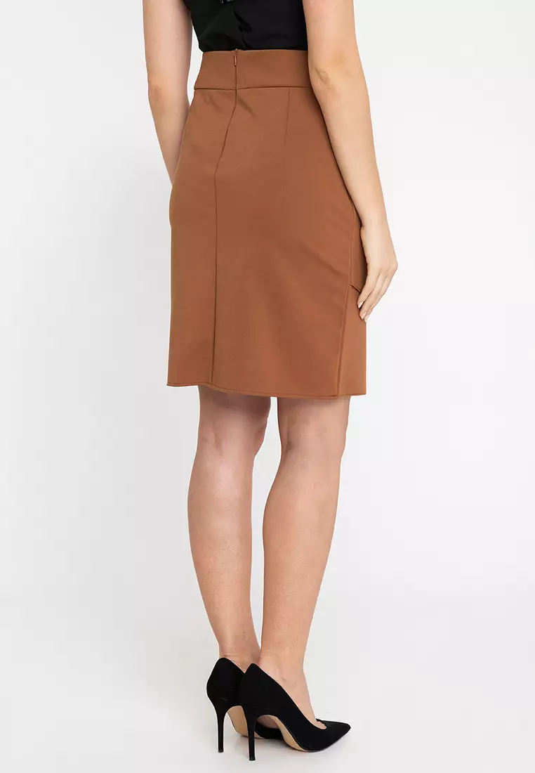 Tonya Pencil Skirt With Overlap