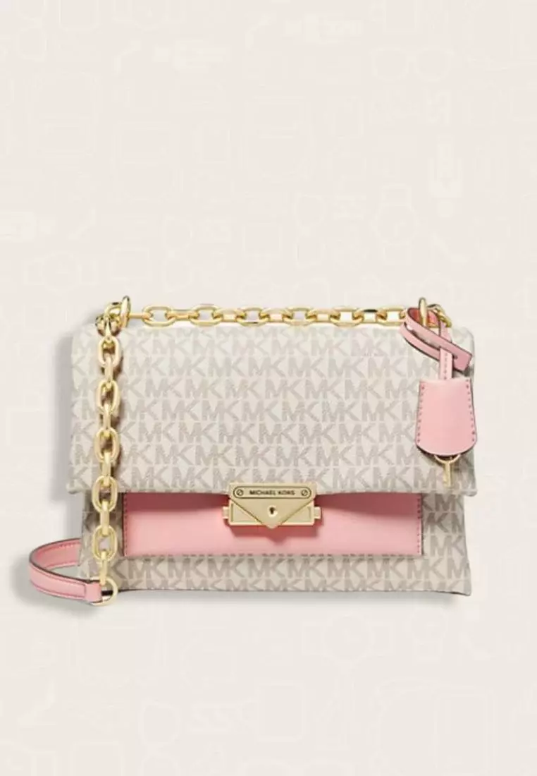 Michael Kors Cece Medium Logo Shoulder Bag Powder Blush Multi