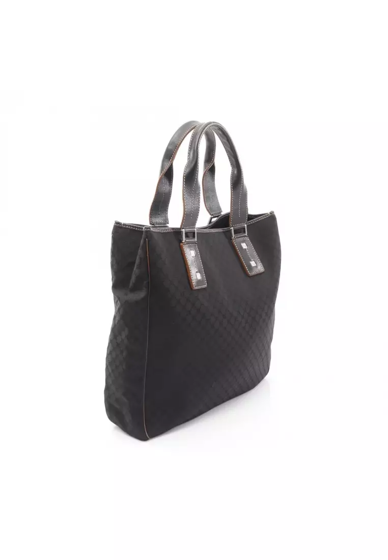 Pre-Loved Celine Macadam Handbag tote bag canvas leather black