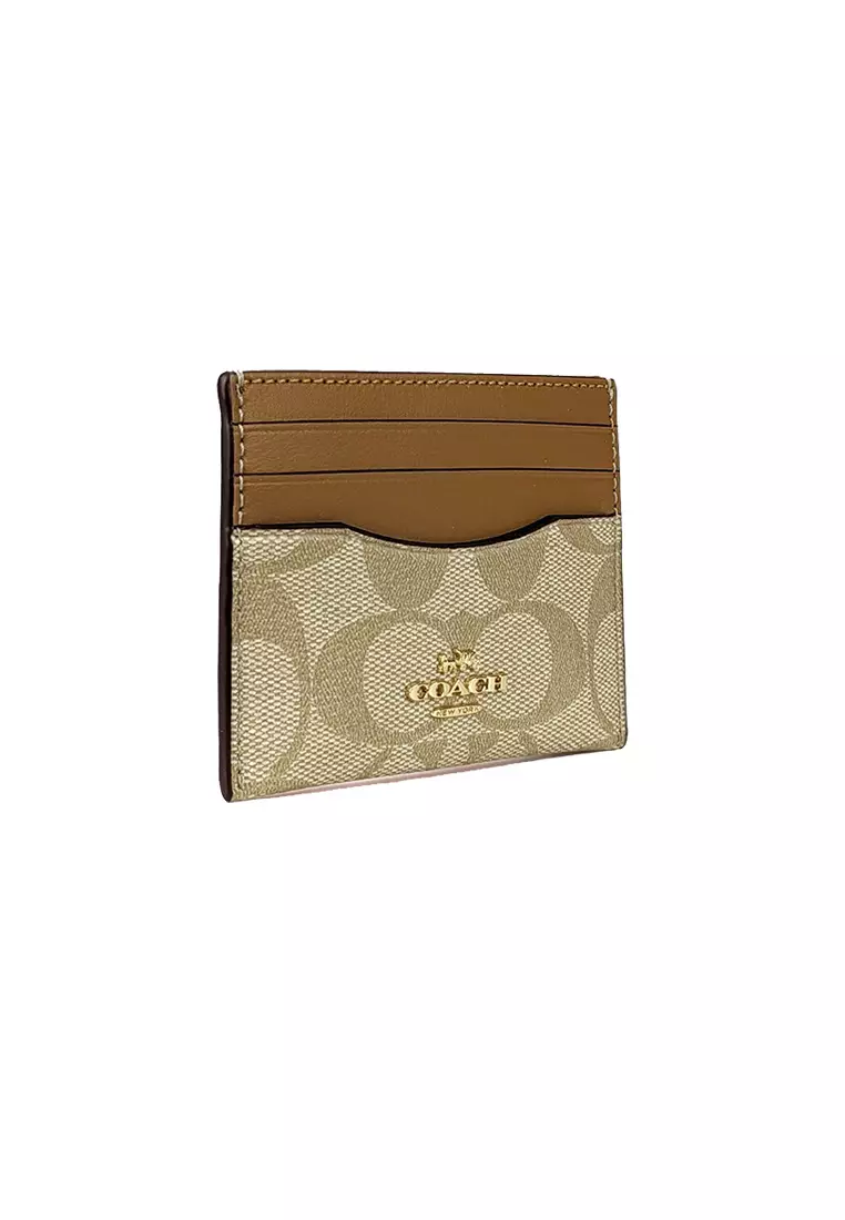 Coach Zip Card Case In Signature Canvas Brown Black C0058 – LussoCitta