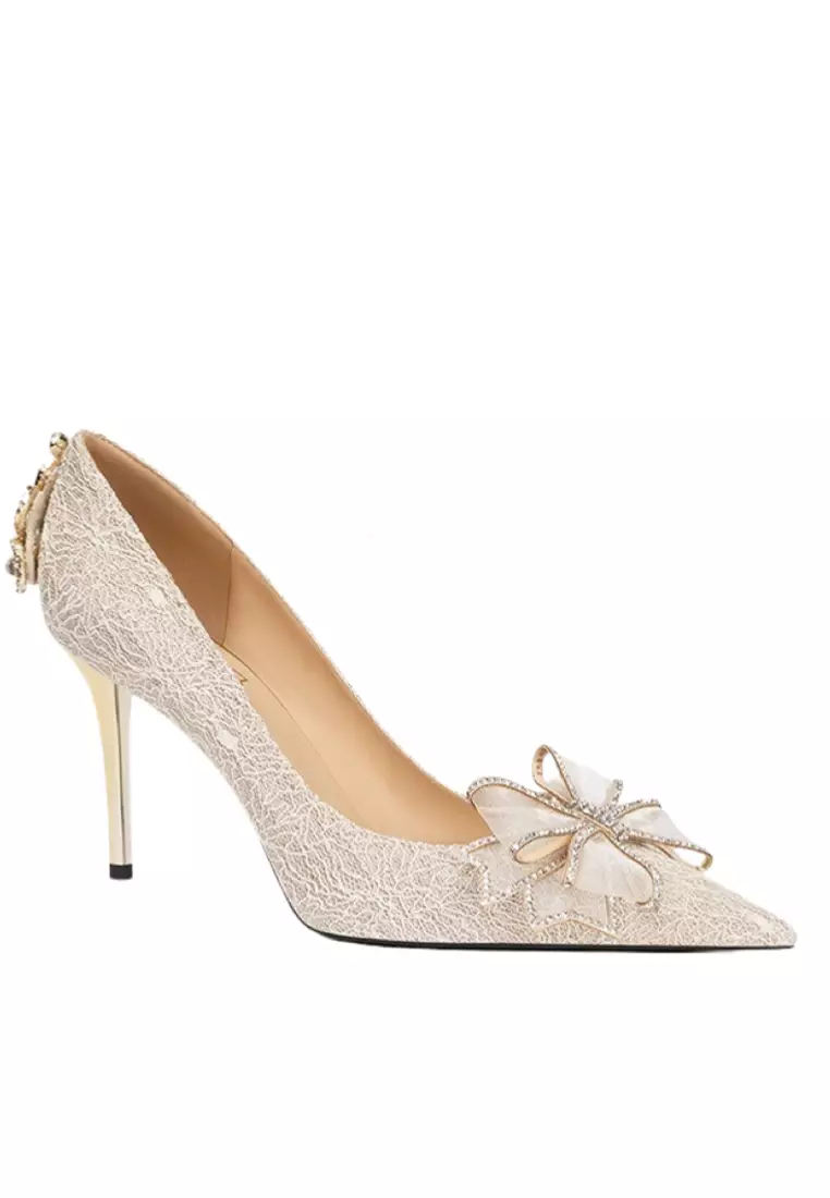 Discount on Twenty Eight Shoes  shoes - SKU: 8cm Bow Lace Pointed Wedding Heels Px708-A83-1