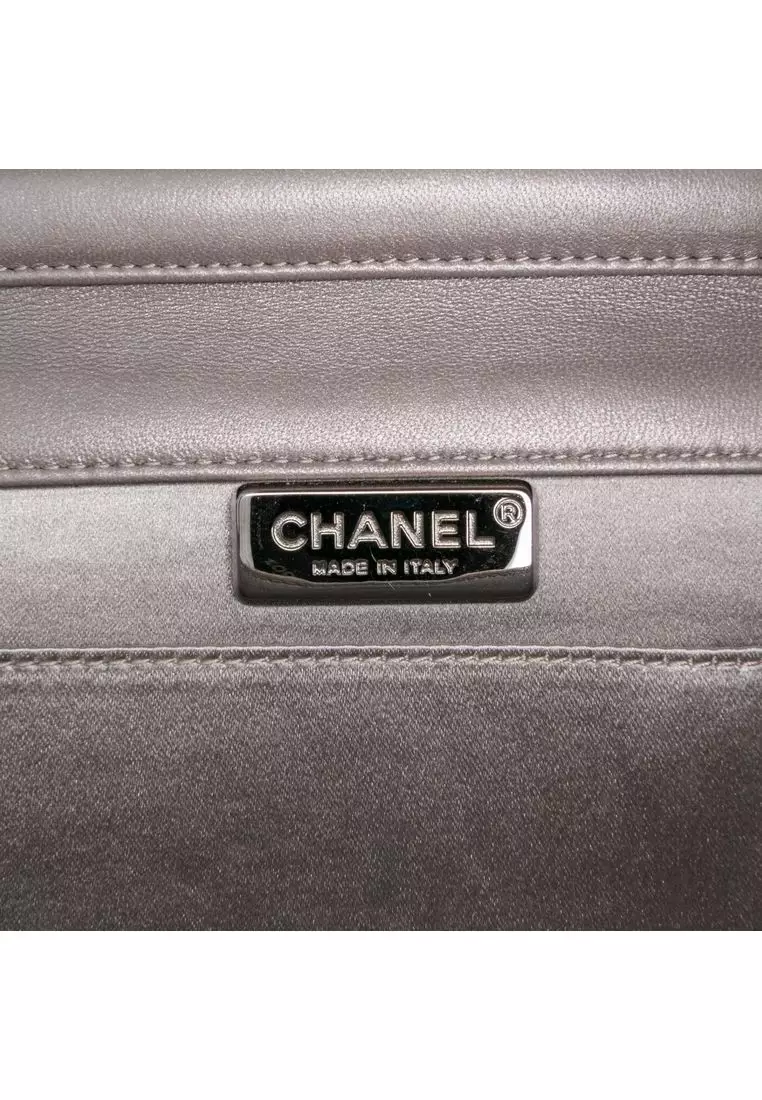 Pre-Loved Chanel Small Lambskin Chocolate Bar Cc Piercing Studded Chain Flap