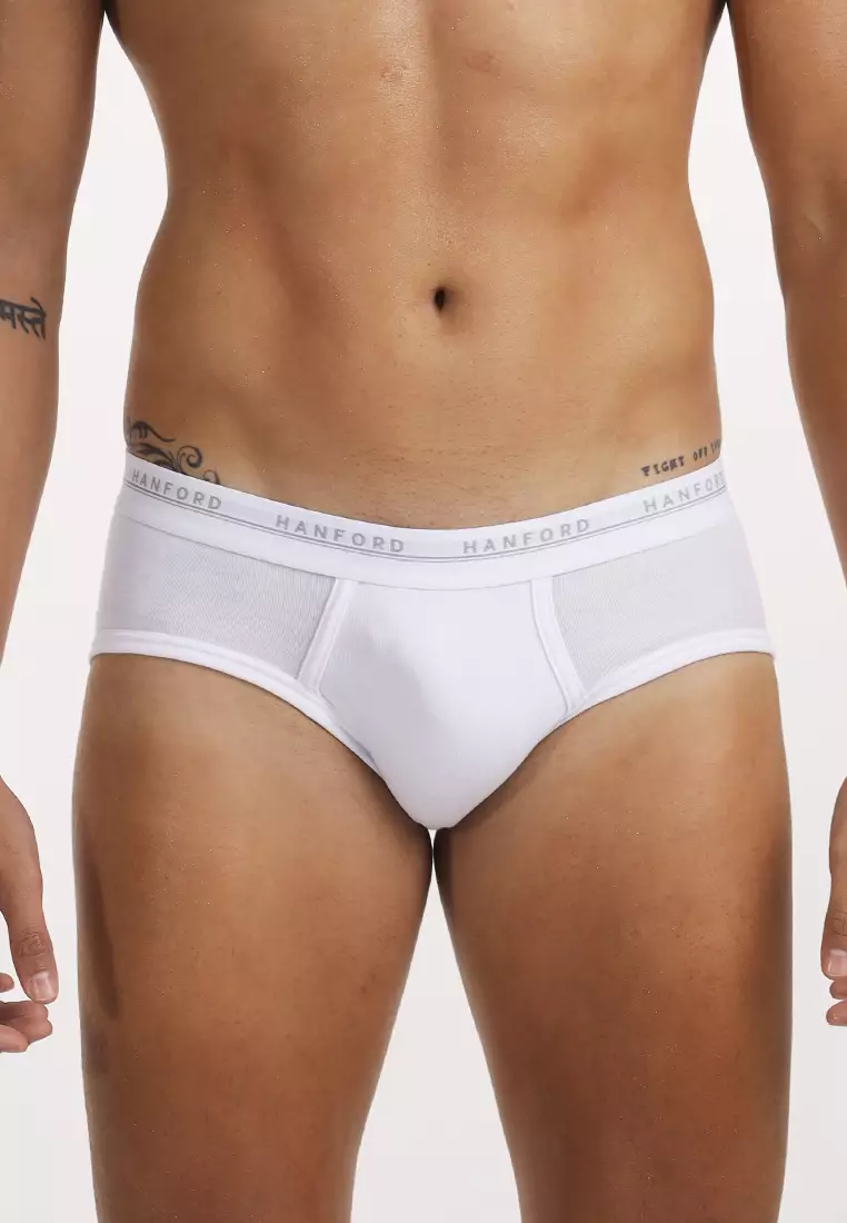 Premium Ribbed Cotton Hipster Men's Briefs - White (3in1 Pack)