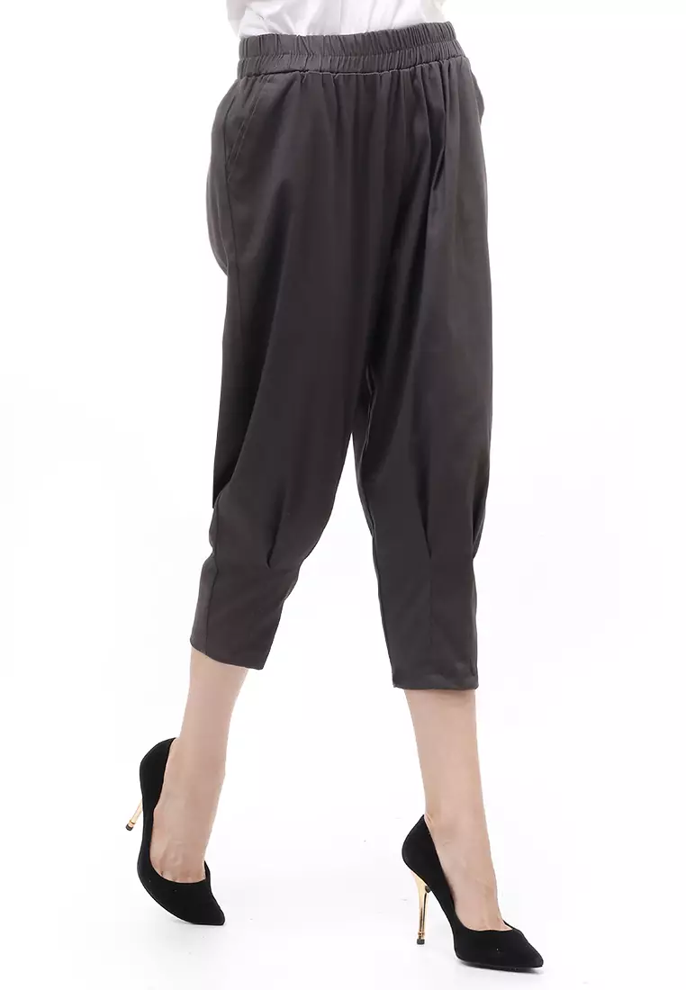 Lark Celana Panjang Bawahan Wanita Motif Solid Regular Fit - Dark Grey