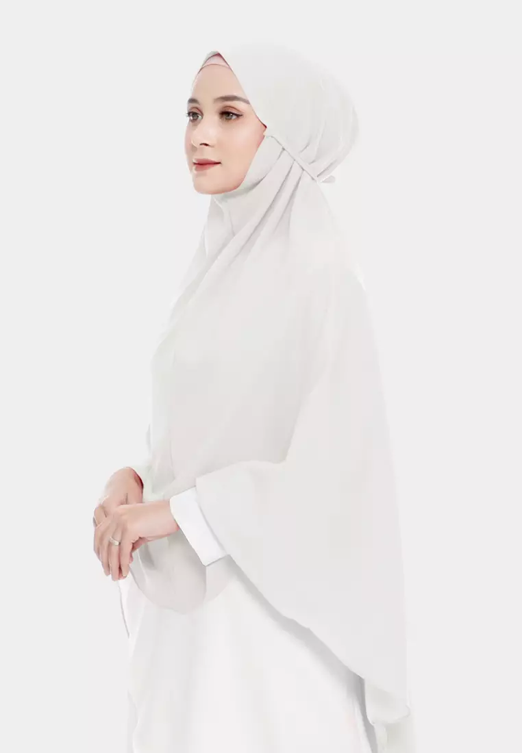 Hijab Instan Syari Bergo Tali | Shillaah Bergo Jumbo - Pearl White