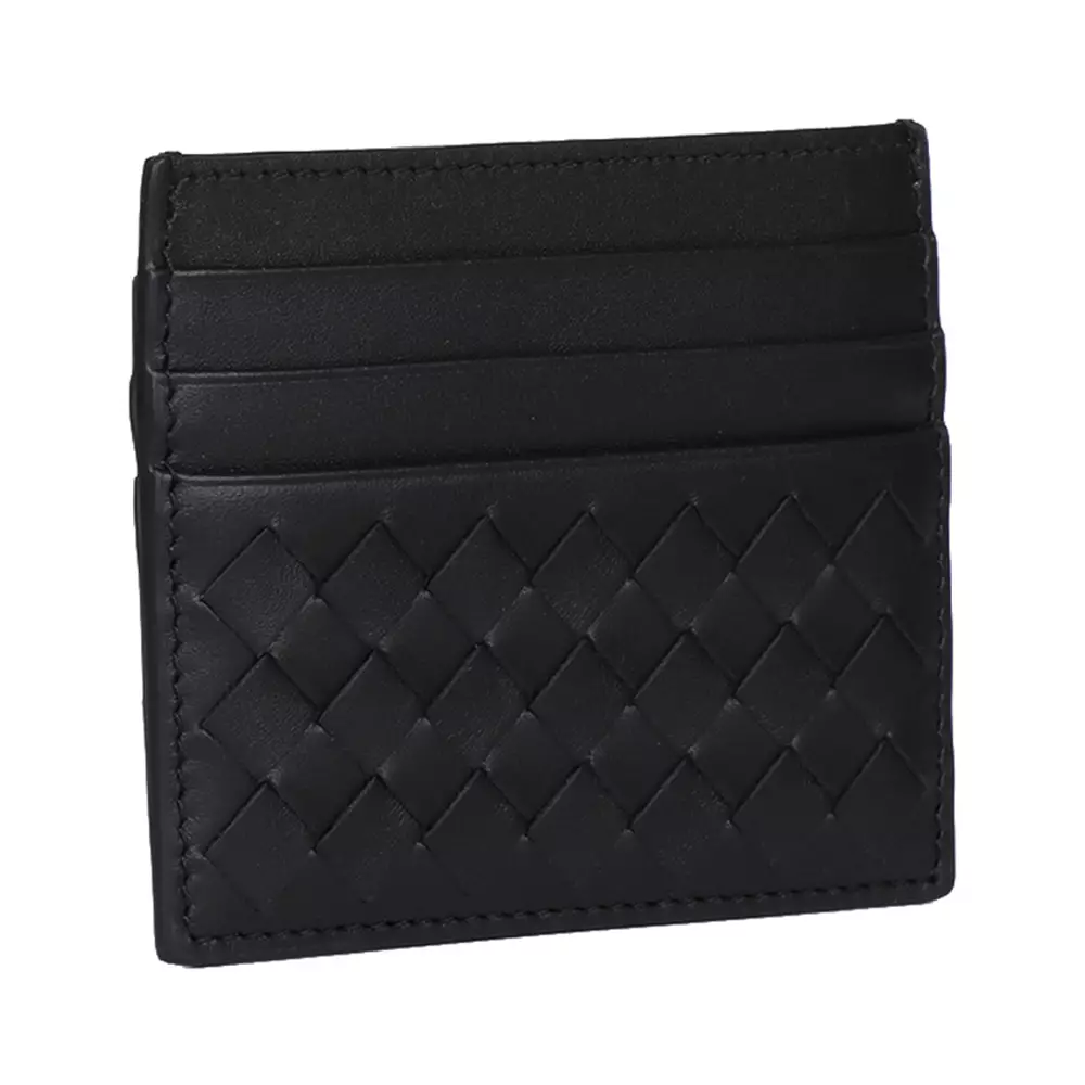 INTRECCIATO 10 CREDIT CARD CASE IN BLACK LAMBSKIN