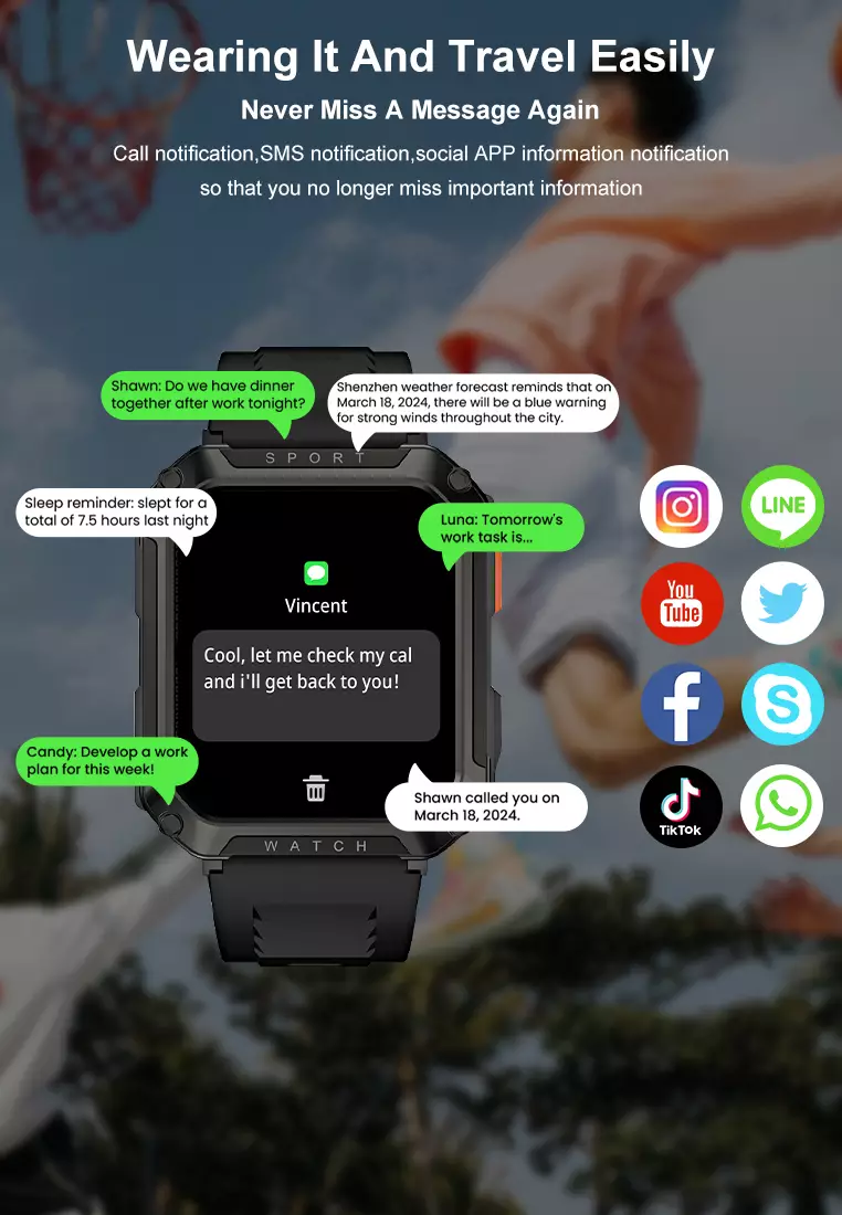 Smartwatch T8Pro Pria Fitness Trackers Multi-Sport Mode Music Hijau