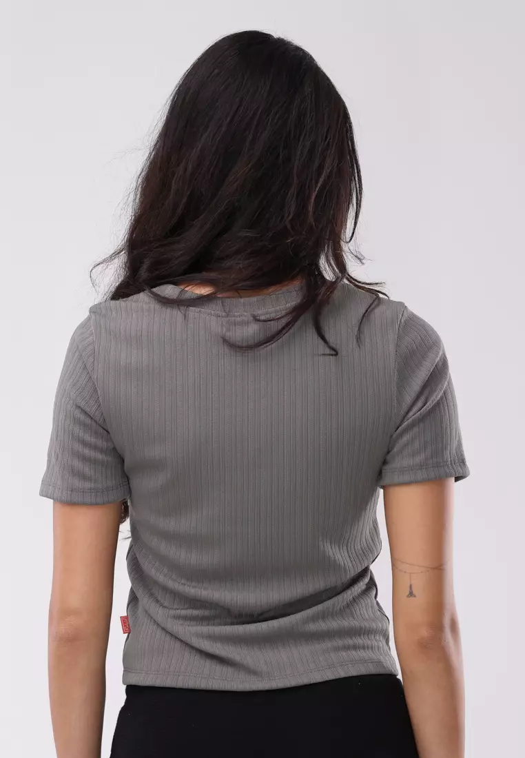 Short Slvs. Round Neck Basic Top