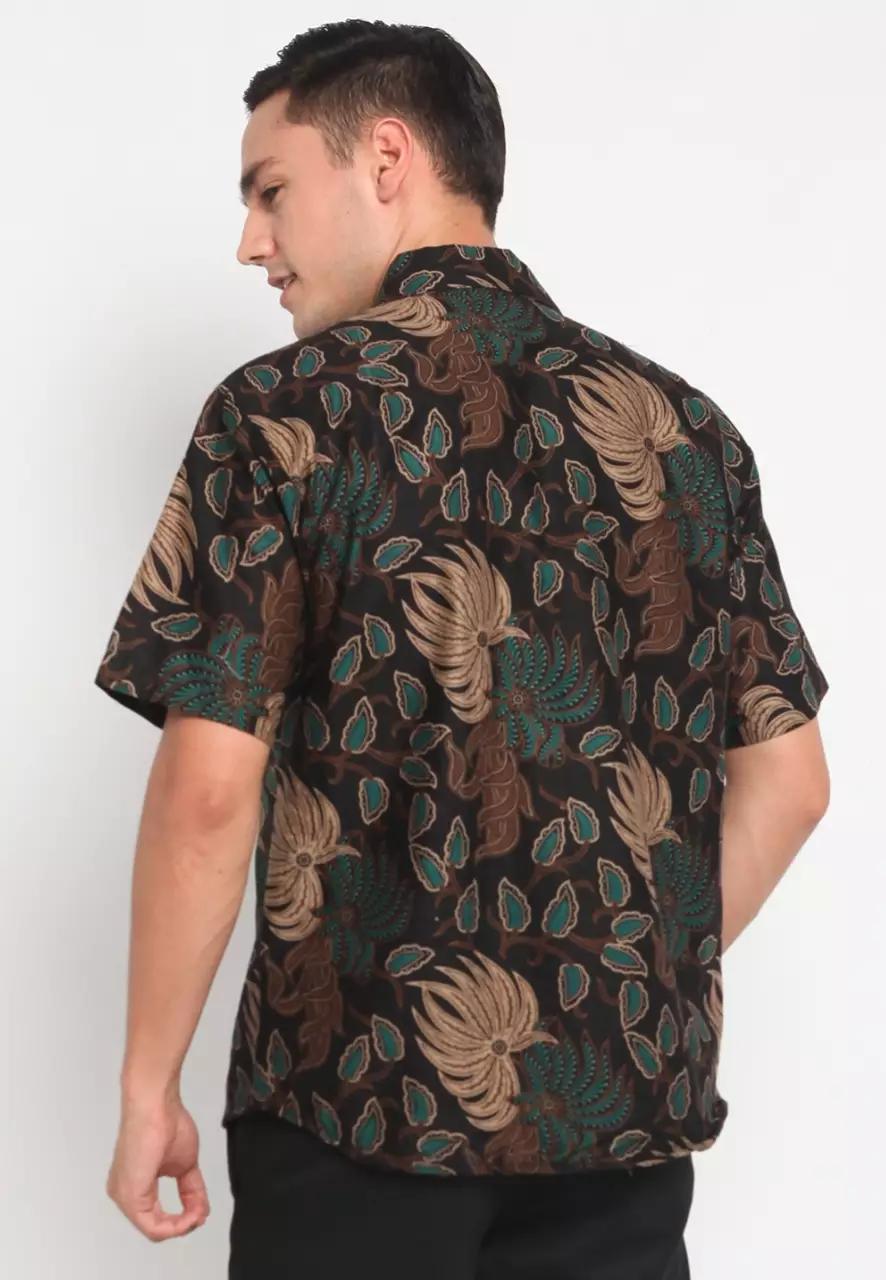 Kemeja Batik Pria Premium Slimfit Elegant Modern Lengan Pendek Candra Ijo