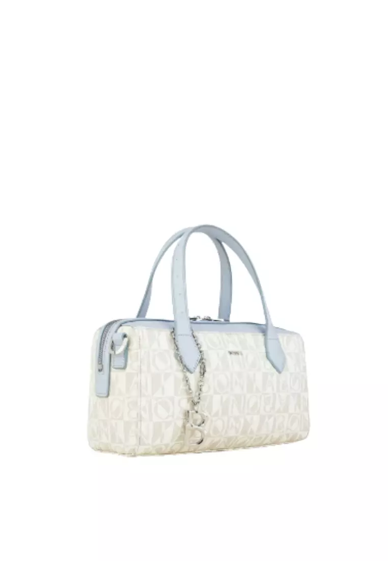 Bonia White/Light Blue Simona Monogram Crossbody Bag