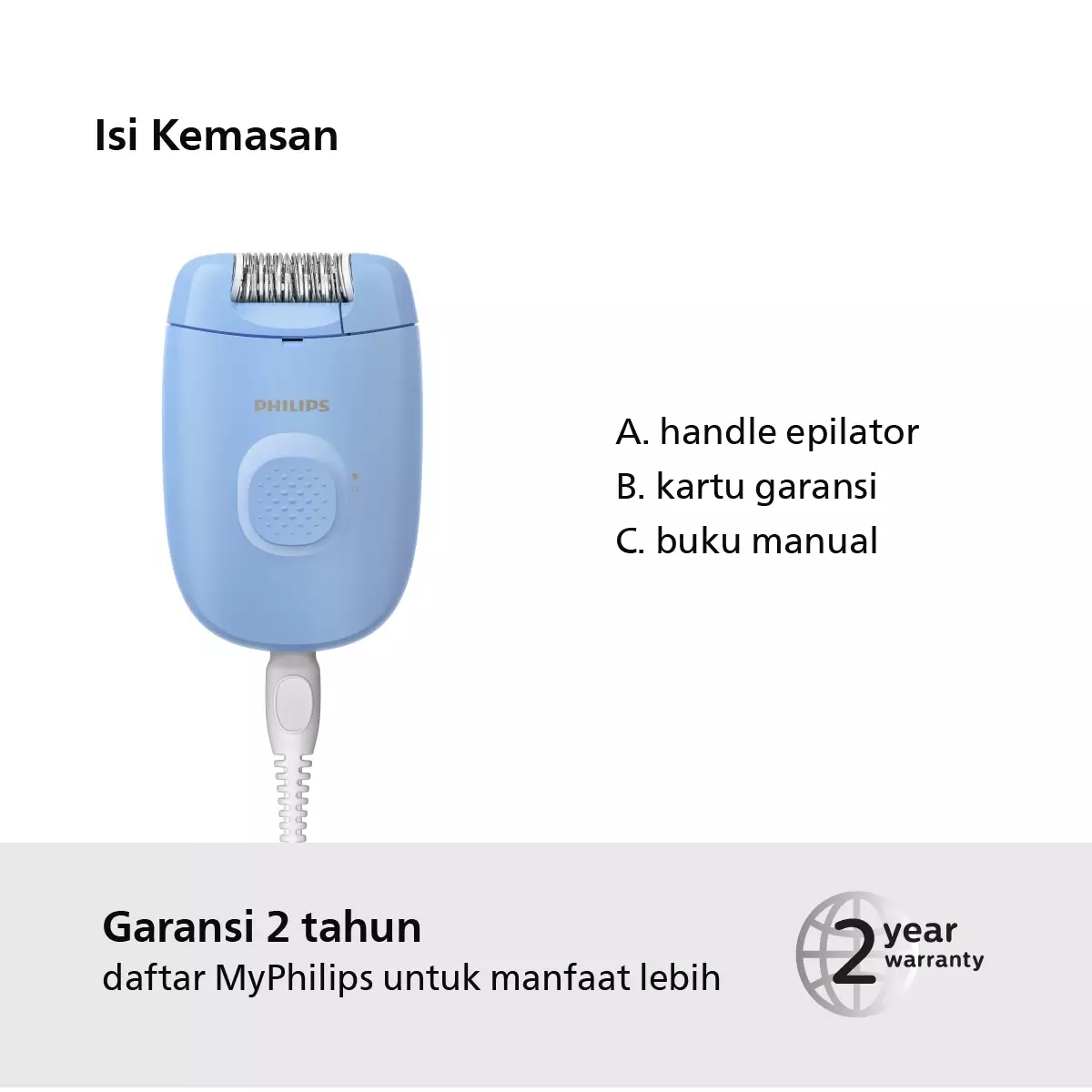 Philips | Epilator | Hair Removal Penghilang Bulu | Hilangkan Bulu Secara dengan Mudah | BRE228/00