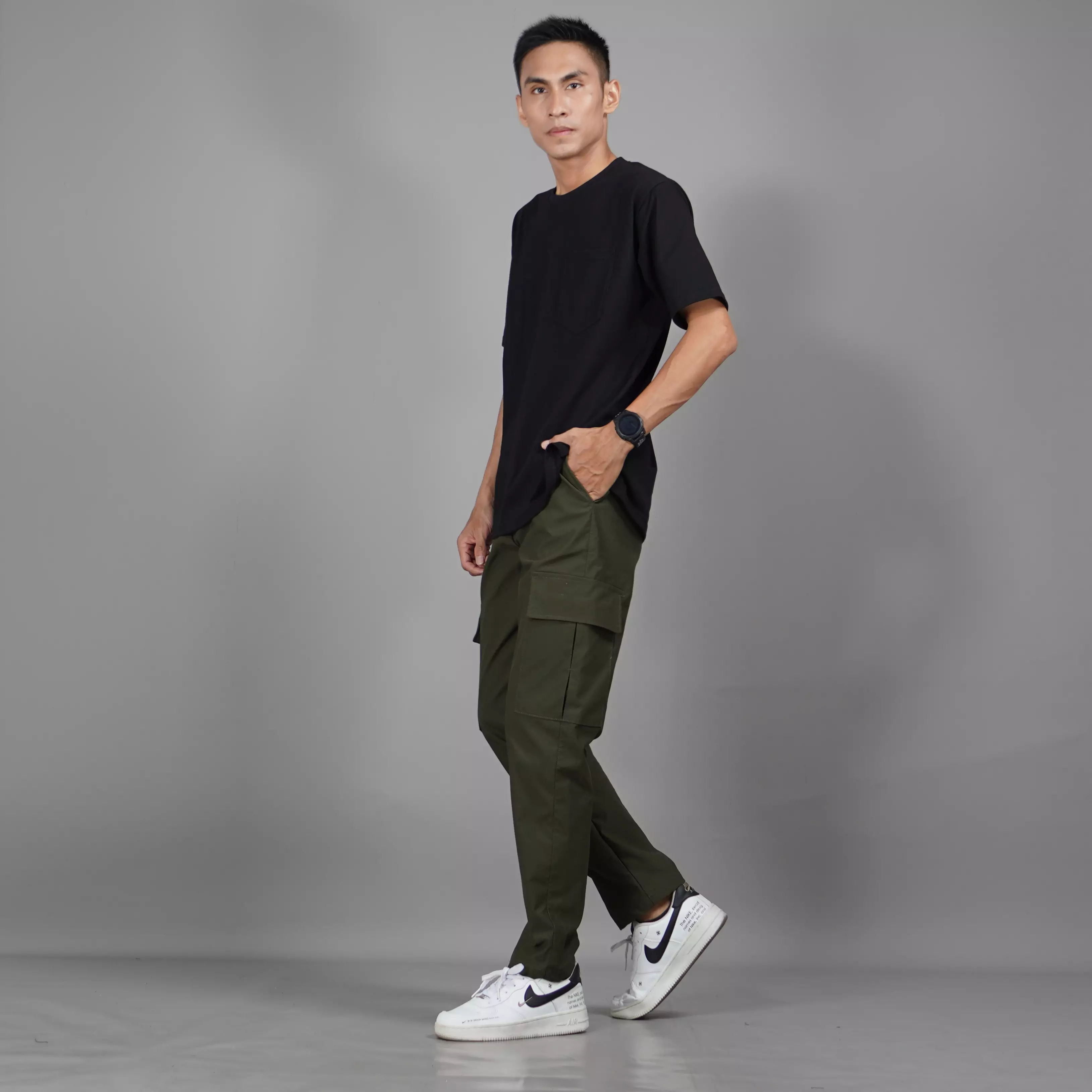 RAYMOND Celana Cargo Pria Celana Taktikal Tactical Cargo Pants Pria - ARMY