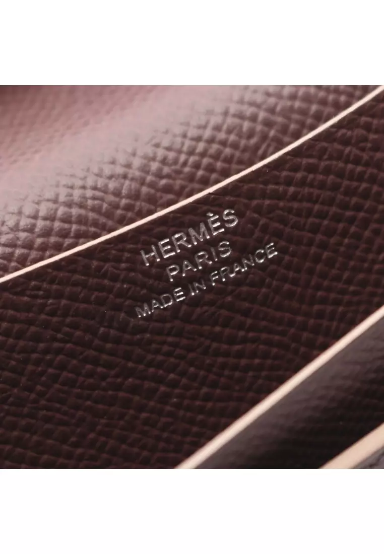 Pre-Loved Hermès bear souffle Verso mauve pail Rouge Serie Bi-fold Long Wallet Veau epsom Light pink silver hardware W engraved