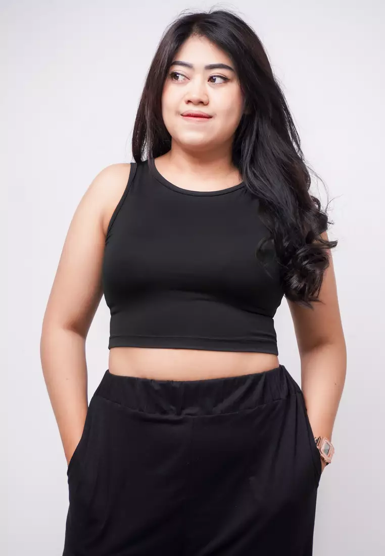 LTE19 TDLA CRTK Crop Tanktop Casual Wanita Polos Black
