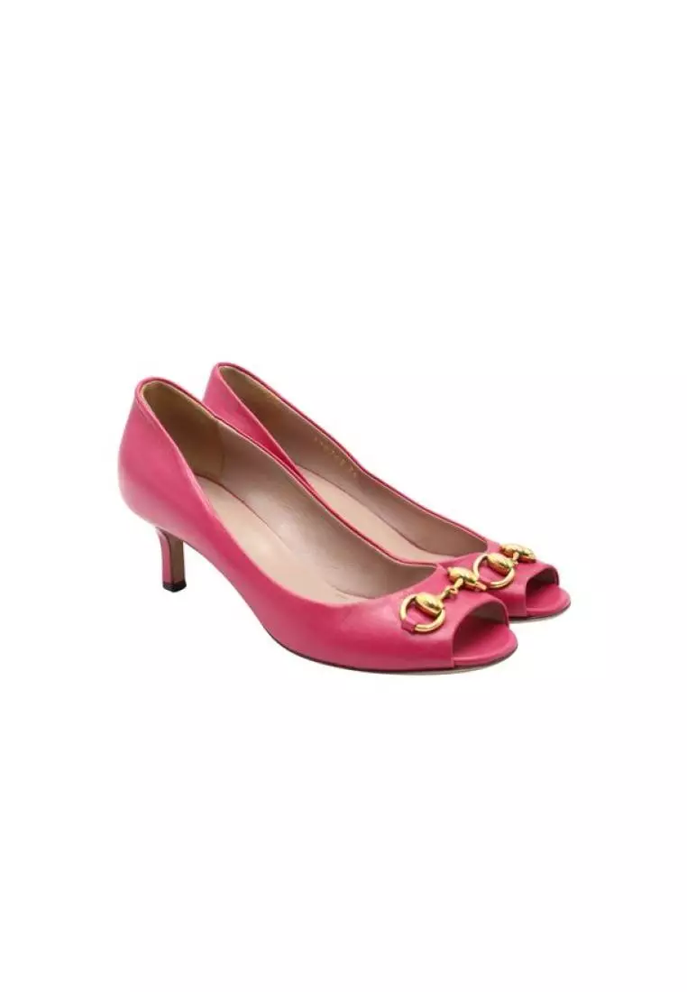 Buy Gucci Pre Loved GUCCI Candy Pink Horsebit Open Toe Heels