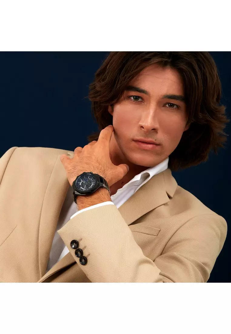 【2年保養】瑪莎拉蒂Stile 45mm Men's Chronograph 石英腕錶 Luminous Dial Hands R8873642012 Japan Movement