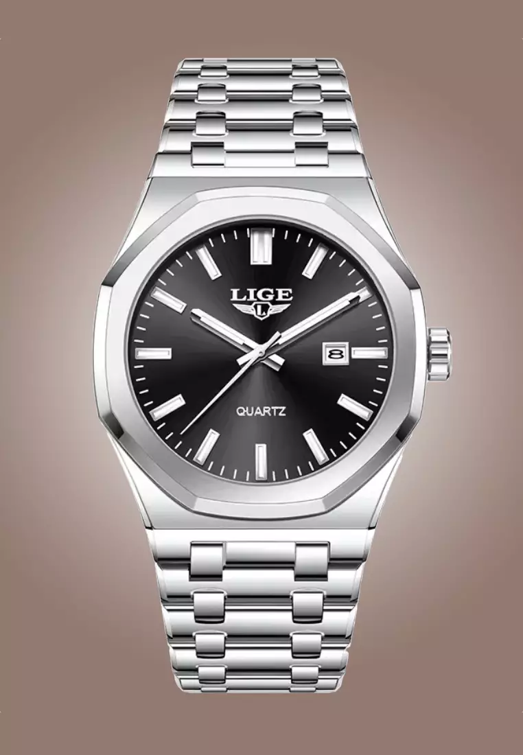 Unisex Stainless Steel Quartz Watch, with Date, Steel Bracelet