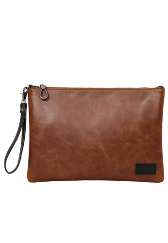 Lara brown Plain Zipper Hand Bag - Brown 166F5AC0BA20E6GS_1