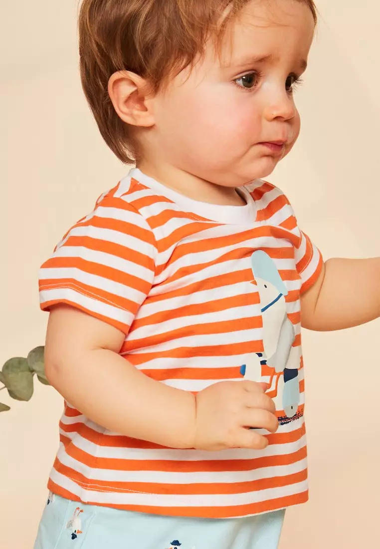 Papaya T-Shirt With Stripes Print