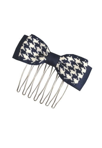Kings Collection blue Blue Houndstooth Bow Hair Comb KCHM1065 49527ACA7F83CFGS_1