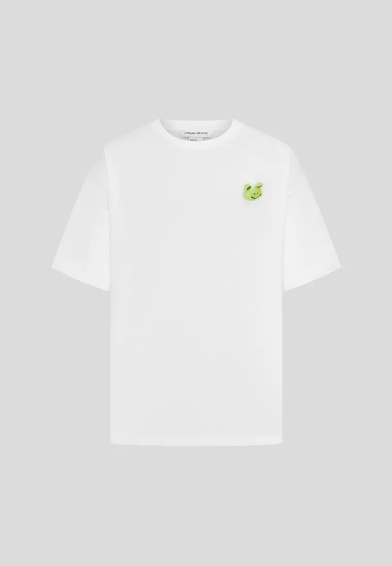 UR春季新款男装撞色立体卡通章仔宽松短袖T恤UMY450002