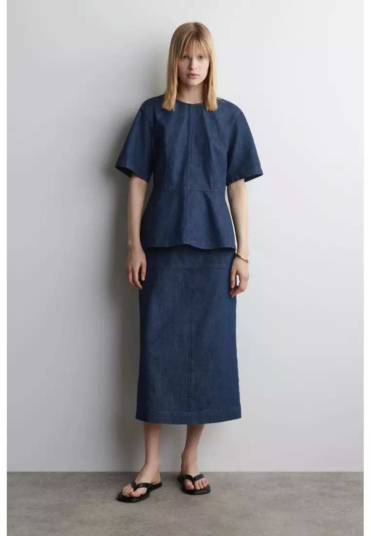 DENIM PEPLUM TOP
