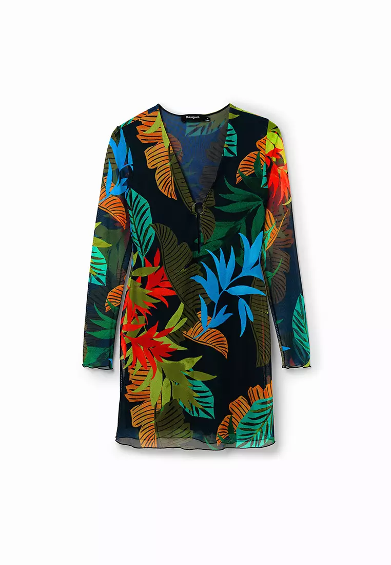 Desigual Woman Tropical tulle mini dress.