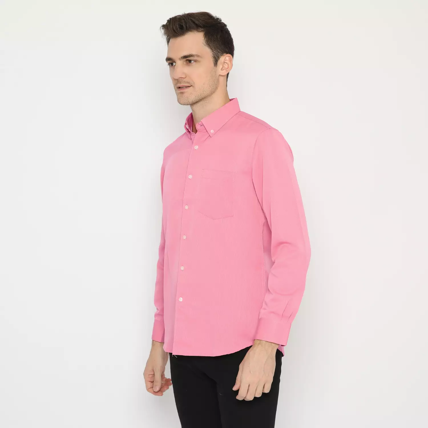 Platini Kemeja Pria Lengan Panjang polos Polinosic Pink 66115