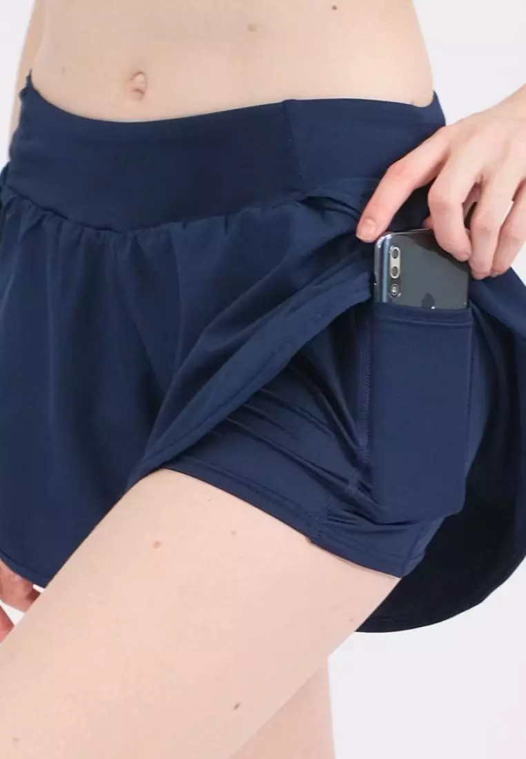 Fitwear - Celana Pendek Lari + Inner Olahraga Wanita LILIAN - NAVY