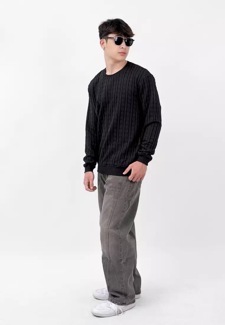 Ryusei Sweater YURA Knit Black – Sweater Knit dengan Tekstur Unik