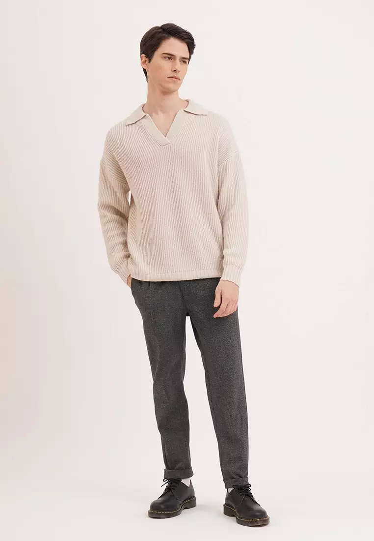 Buy Penshoppe Dress Code Flat Knit Pullover With Open Collar