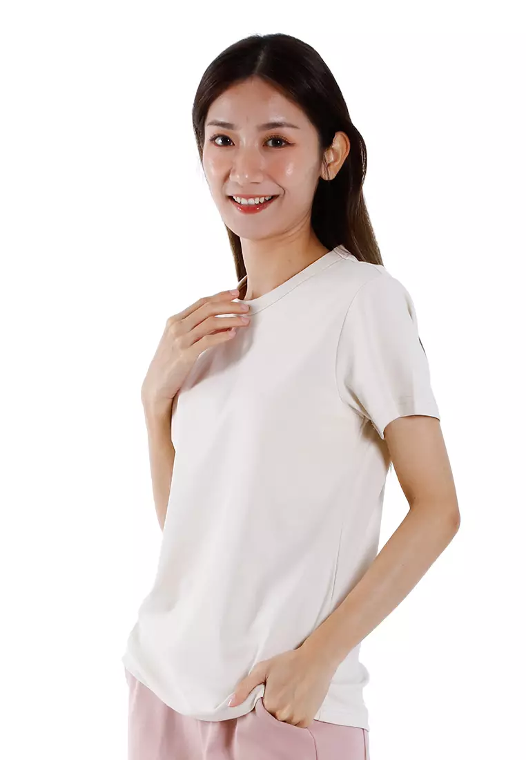 Forest Ladies Premium Cotton Round Neck Tee | Baju T Shirt Perempuan - 822435-15Beige
