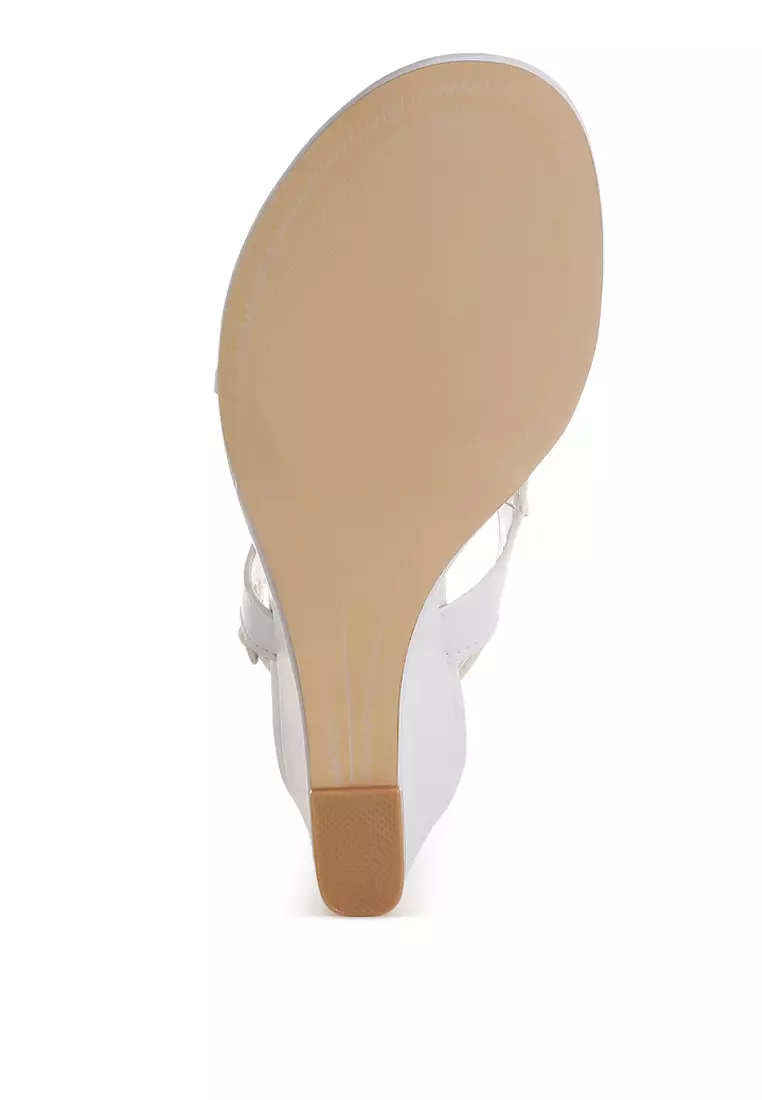 Real Leather Wedge Heel Sandals In White