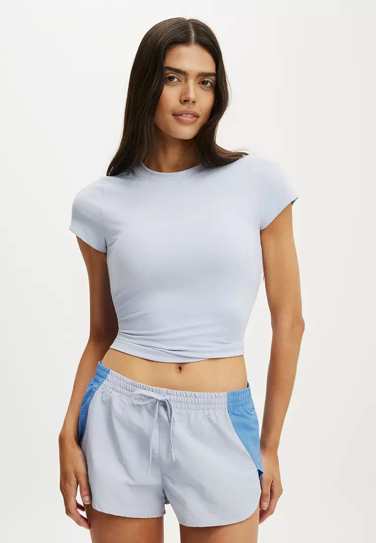 Woven Dolphin Hem Micro Shorts