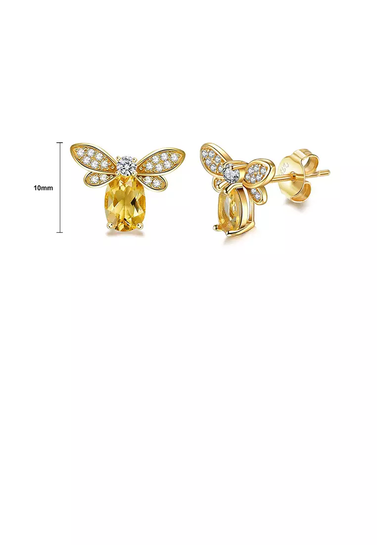 Buy Glamorousky 925 Sterling Silver Plated Gold Simple Cute Bee
