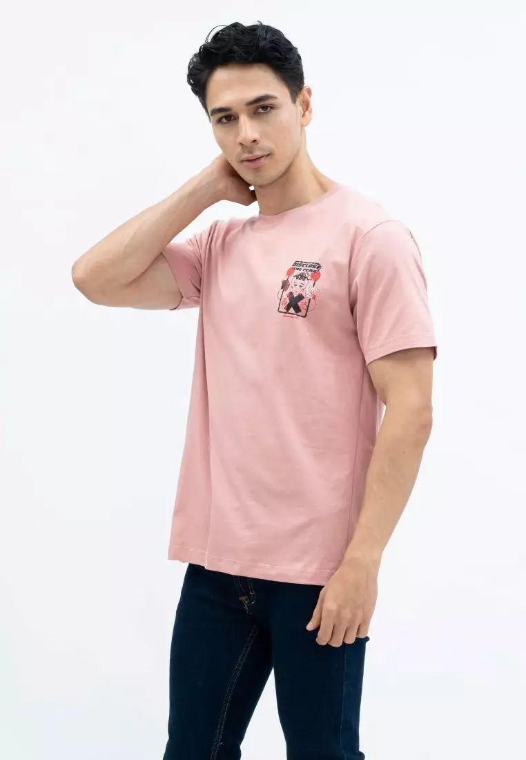 Houseofcuff T-shirt Kaos Motif Disclose Pendek Dusty Pink Size S-4XL