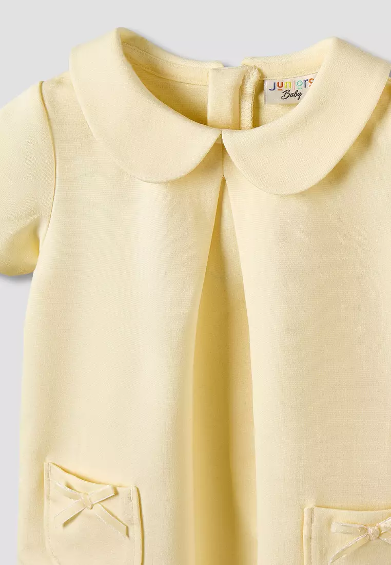 Babyshop Juniors Peter Pan Collar Short Sleeve Dress With Bow Accent