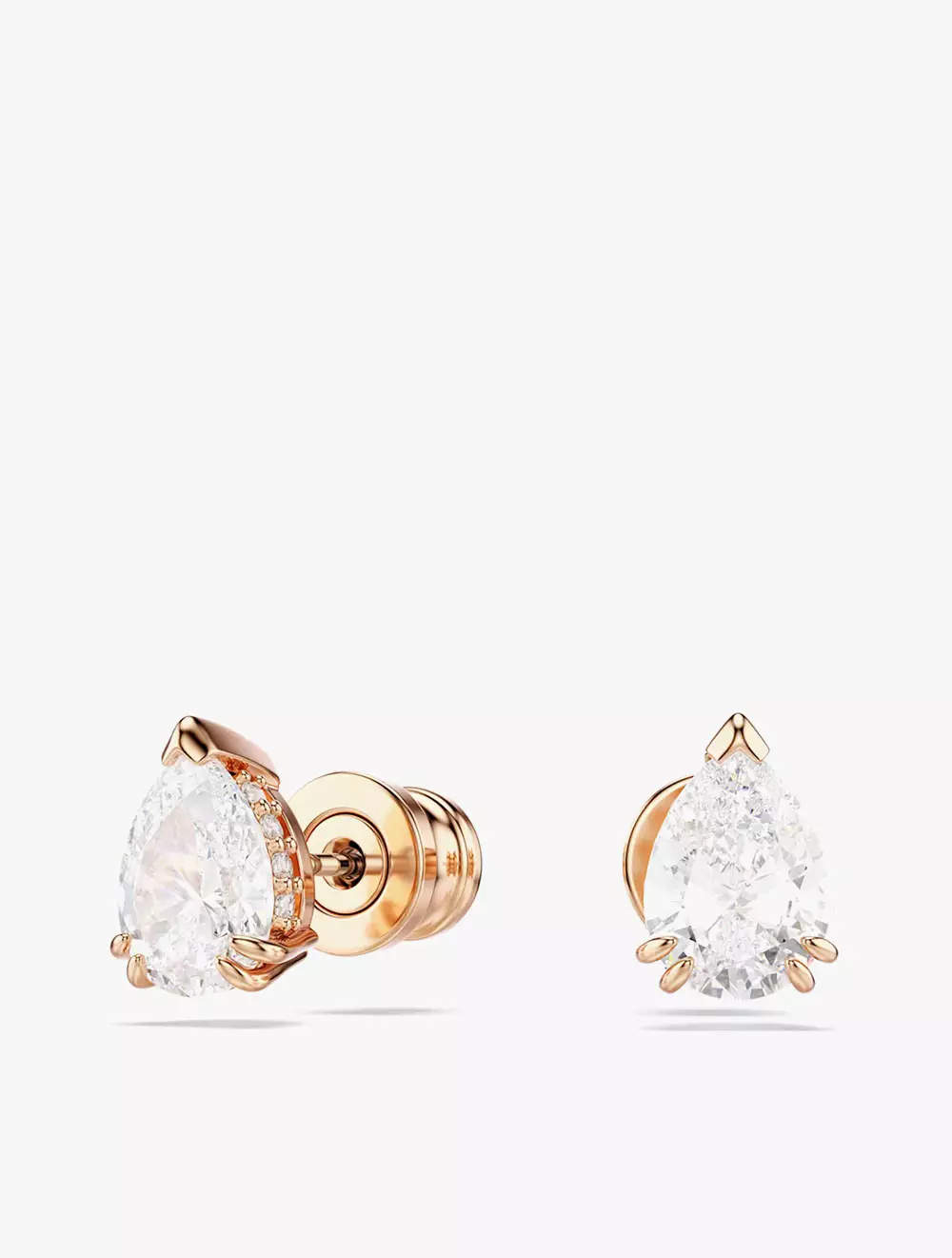 Stilla stud earrings, Pear cut, White, Rose gold-tone plated
